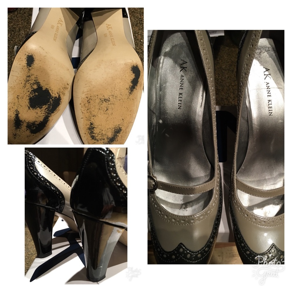 ANNE KLEIN PATENT LEATHER COLOR BLOCK MARY JANE SILVER-GREY SILVER TEE S… - Picture 8 of 9